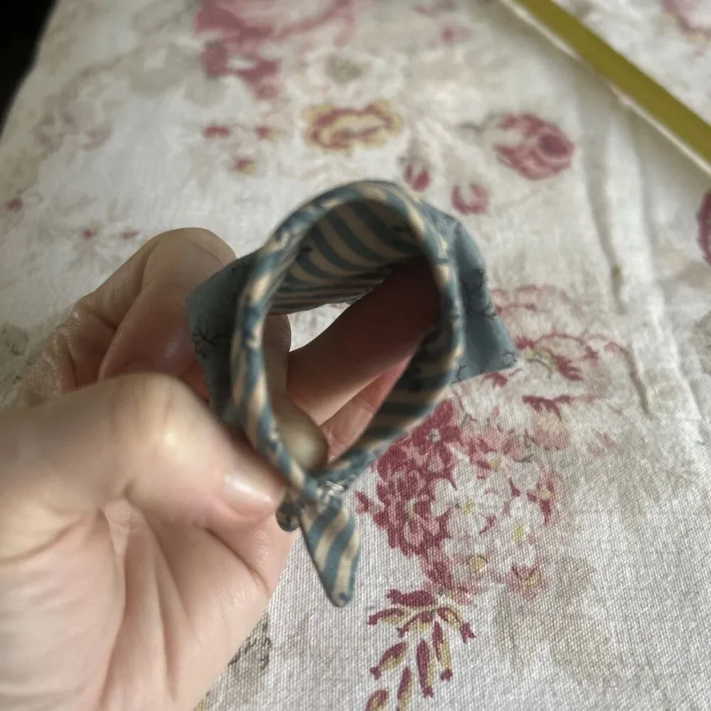 Hankerchief hearband for a 5 inch doll head Blue And White  10 Inch Doll?